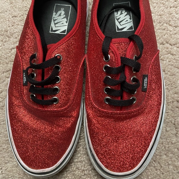 red sparkly vans